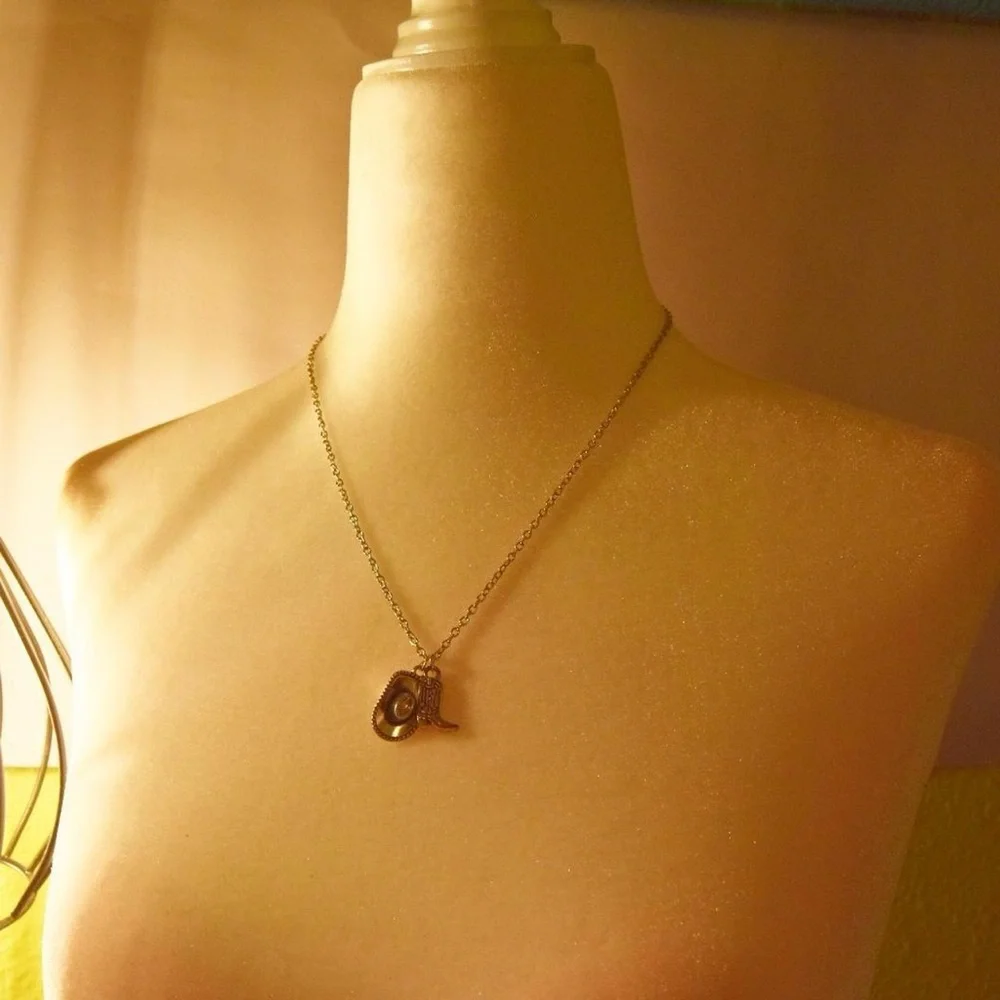 Minimalist Cowboy Boot and Hat Necklace